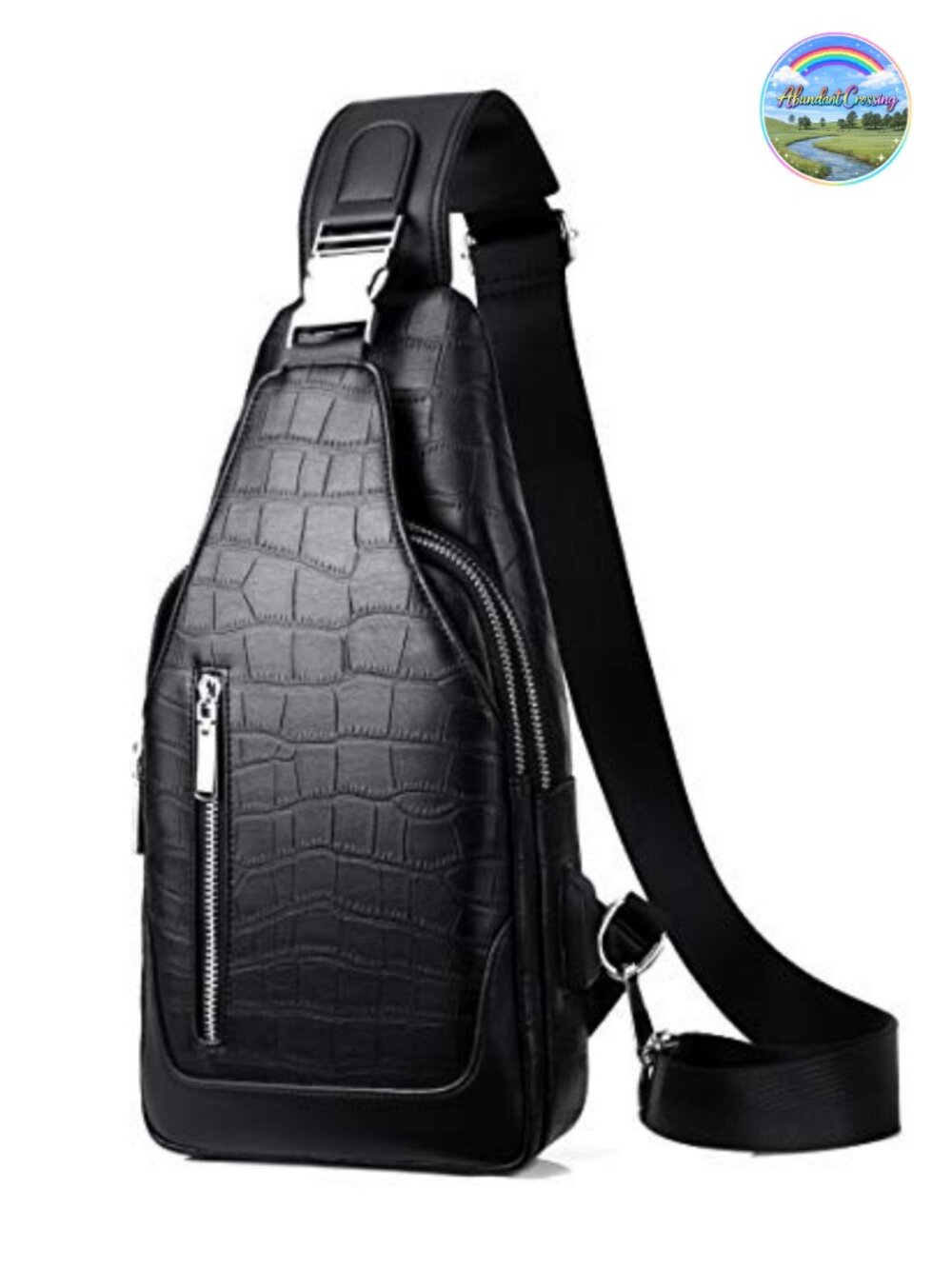 PU Leather Sling Backpack Crossbody Shoulder Bag for Men Travel
